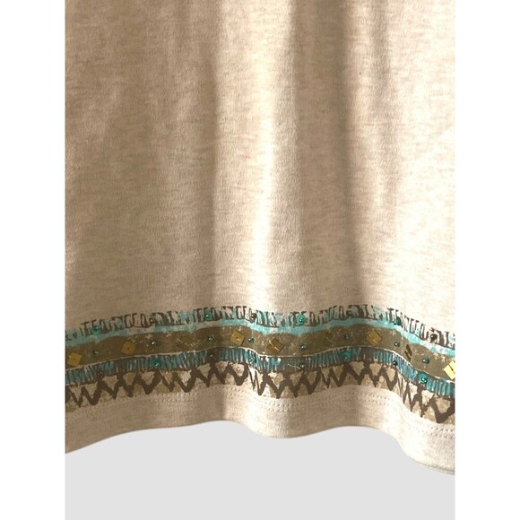 Alfred Dunner Top Women’s XL Brown Beaded Embroidered Casual Blouse Tee - Picture 3 of 6